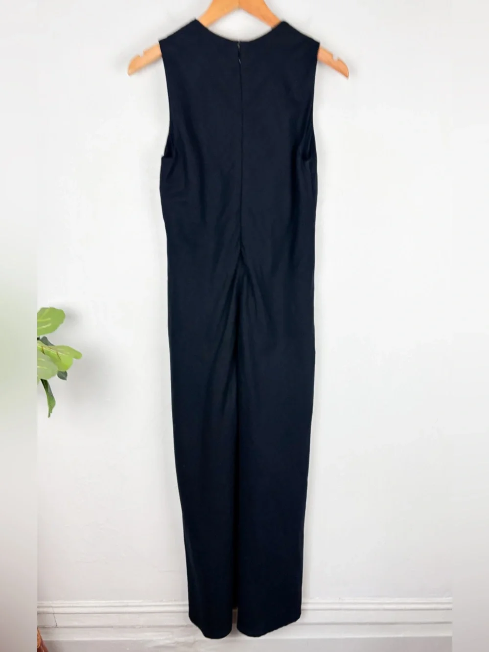 NWOT Abercrombie & Fitch Black Linen Beaded Plunge Neck Maxi Dress Sz S